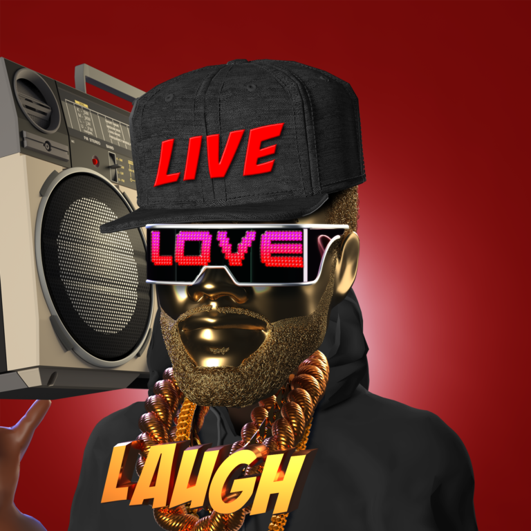 KHN-LIVELAUGHLOVE-BLACKHOODIE-BOOMBOX-GOLD